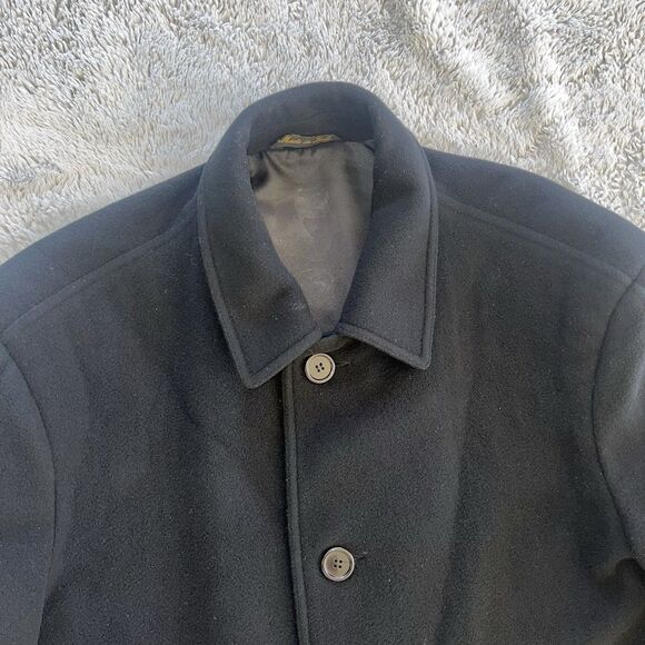 Metropolitan View Bloomingdale's Vintage Men’s Wool Cashmere Overcoat Black 44R - Picture 2 of 10
